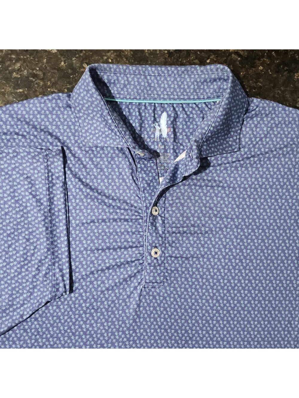 Johnnie-O Featherweight Polo Shirt Tree Plant Leaf Stretch Performance Golf